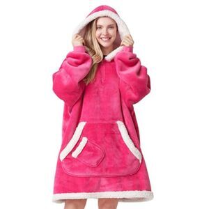 Wearable Blanket Hoodie for Women Men - Oversized Flannel Sherpa Fleece